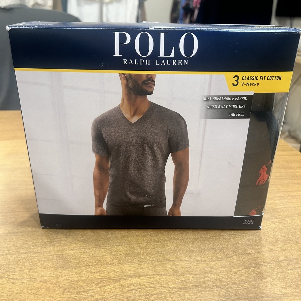 Polo Ralph Lauren V Neck Undershirt Mens 2XL Gray Classic Cotton 3 Pack Tagless